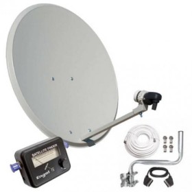 kit antena parabólica 80 cm + soporte pared + lnb + localizador satélite