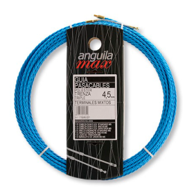 Guía pasa cables 12 metros y 4,5mm. Poliéster triple trenzado. Color azul