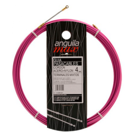 Guía pasa cables 12 metros y 4mm. Acero + nylon. Color violeta
