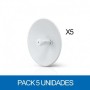 PACK 5 AP AC 5Ghz, 25dBm, 25dBi, parabólica 420mm, 2x2 MIMO. El pack no incluye POE