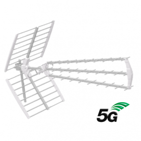 Antena UHF G-MAX, 5G pasiva. 17dB. C48. D/A 28dB. Triplex. Color blanco
