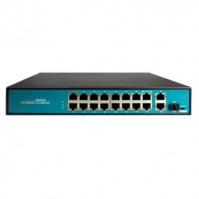 Switch de 16 puertos 10/100 POE, 300W, x2 puertos Gigabit, x1 SFP. Sobremesa