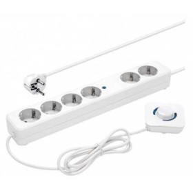 Regleta 1E:2+4S Schuko con interruptor de pie y protección