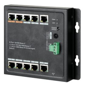 Switch de 8 puertos 10/100/1000 POE 96W + x2 UPLINK 10/100 + x1 SFP, para montaje en pared. Hasta 250 metros