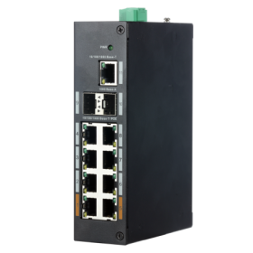 Switch de 8 puertos 10/100/1000 POE 120W + x1 UPLINK 10/100/1000 + x2SFP, para montaje en carril DIN