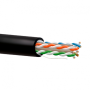 Cable CAT6 UTP, Cobre, CPR-FCA,24AWG, 0.51mm, Polietileno (Exterior), negro. Bobina 305mts