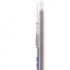 Cable coaxial Cobre de 5mm. 38,20dB a 2150MHz / 23,30dB a 862. Lámina y malla AL/Poliester/AL. Eca. PVC blanco
