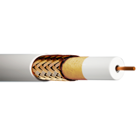 Cable coaxial de diámetro 6,8mm. 96 hilos. Conductor,CU 1,13mm. Apantallamiento 85dB / clase A. Atenuación:,17,4dB (862MHz) / 2