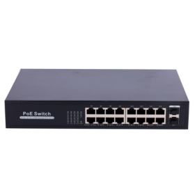 Switch de 16 puertos 10/100/1000 POE, 250W, x2 SFP. Enrackable