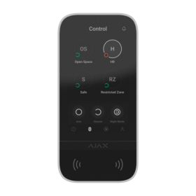 Teclado inalámbrico con pantalla IPS táctil y lector RFID para central Ajax. Blanco