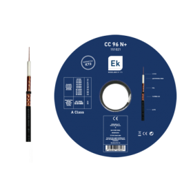 Cable coaxial conductor interno 1.13mm Cu, 6,8mm, lámina de cobre+poliéster, malla de CCA. Apantallamiento 85dB. 17.3 / 28.3dB