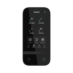 Teclado inalámbrico con pantalla IPS táctil y lector RFID para central Ajax. Negro