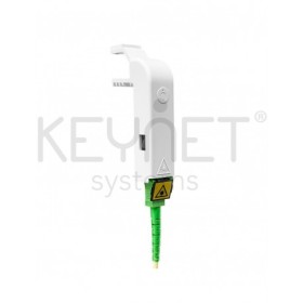 Adaptador 90º con fijación para mecanismos Keystone evitando daños en el cable de fibra óptica.