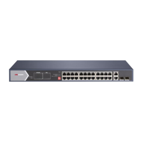 Switch de 24 puertos 10/100/1000 POE 400W (4x Hi-POE 90W) + x2 UPLINK 10/100/1000 + x2 SFP,. Hasta 300metros