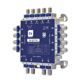 Multiswitch de 5 x12 en estrella/final de cascada. 5 entradas (4 SAT + 1 TER), 12 salidas usuario.