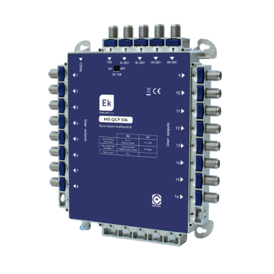 Multiswitch de 5 x16 en estrella/final de cascada. 5 entradas (4 SAT + 1 TER), 16 salidas usuario.