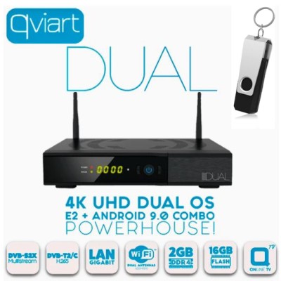 ✅  Qviart Dual 4K UHD Receptor con pendrive incluido