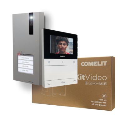 Video portero color, Sistema 2 hilos Simplebus2. Placa Quadra + monitor Chronos  CR7721 Handfree