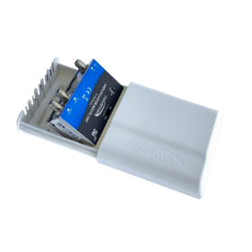 Amplificador de mástil 5G, 1 Entrada. UHF (C21/48), 2 Salidas, 35dB, Ajustable 15dB, 102/87dBuV. Paso DC Conmutable