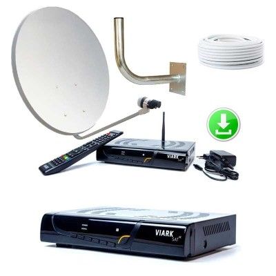 ✅ KIT PARÁBOLA VIARK SAT FÁCIL INSTALACIÓN 40 mts CABLE
