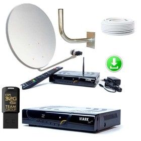 Kit Viark SAT 4K con antena parabólica de 60 cm y lista de canales preconfigurada