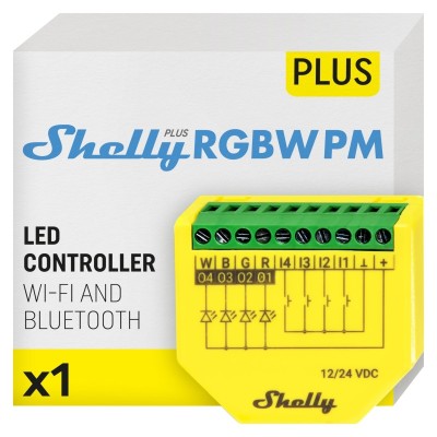 Controlador LED Shelly Plus RGBW PM - RGBW, medición consumo, Wifi y Bluetooth