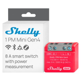 Relé inteligente Shelly 1PM Mini Gen4 - un canal, medición consumo, 8A, WiFi, Bluetooth, Zigbee, Matter